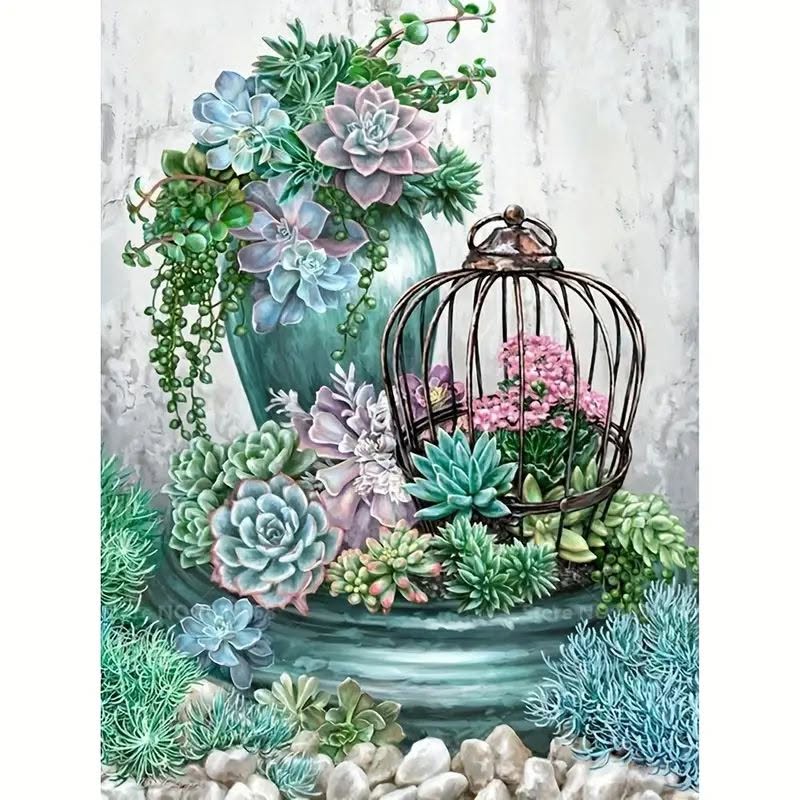 Pozsgások gyémánt kirakó készlet 30x40cm