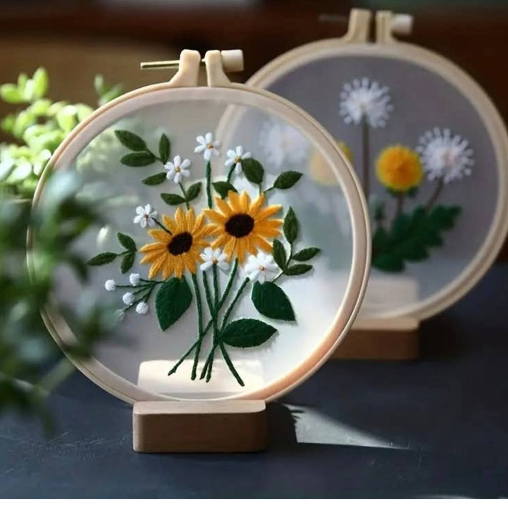 3D előnyomott virágmintás hímzőkészlet margaréta/százszorszép