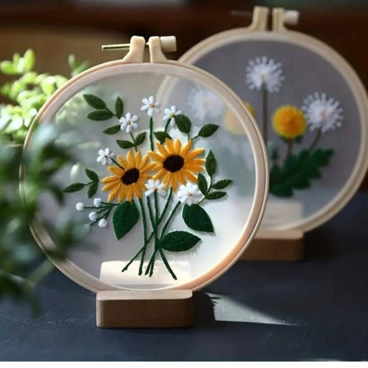 3D előnyomott virágmintás hímzőkészlet margaréta/százszorszép